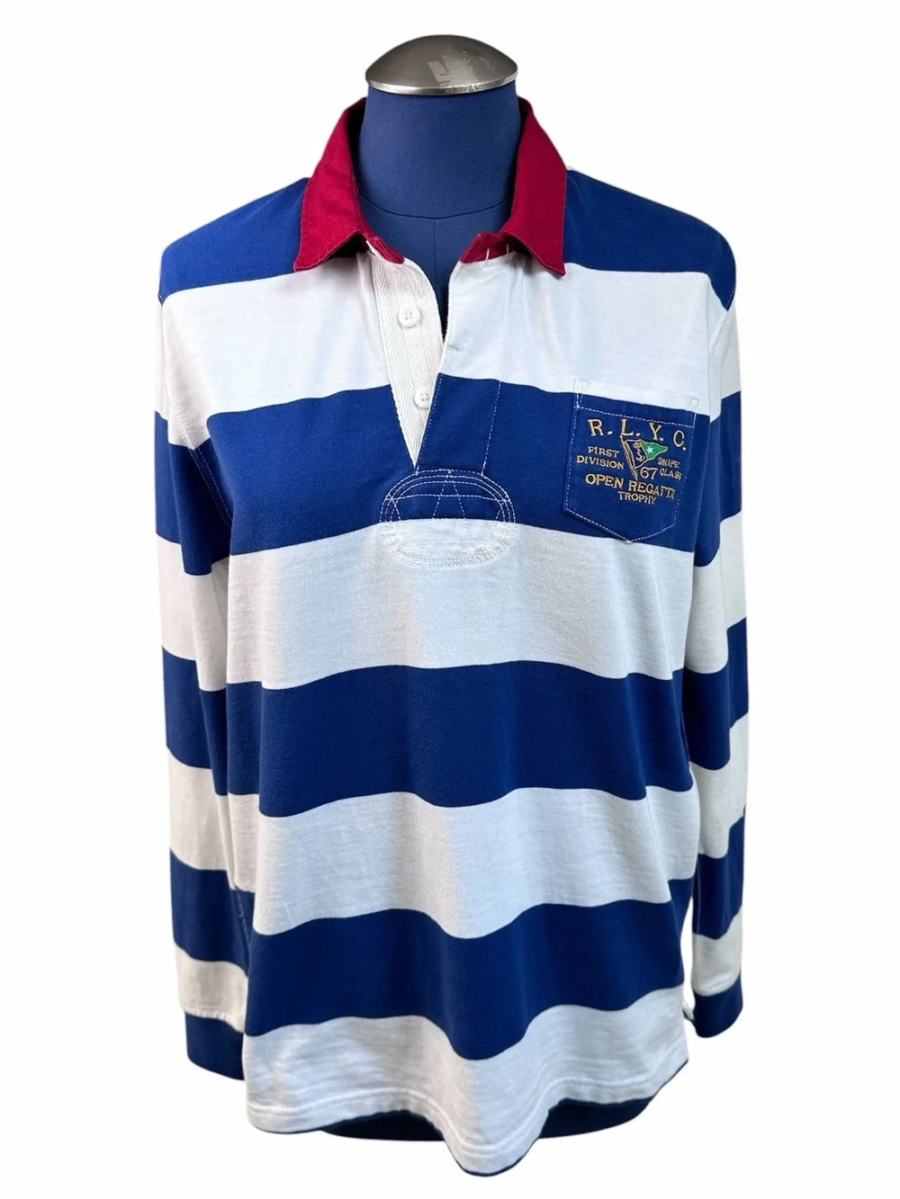 Vintage Women’s Polo Ralph Lauren Nautical Rugby Shirt Size Large Slim Fit - Picture 6 of 16